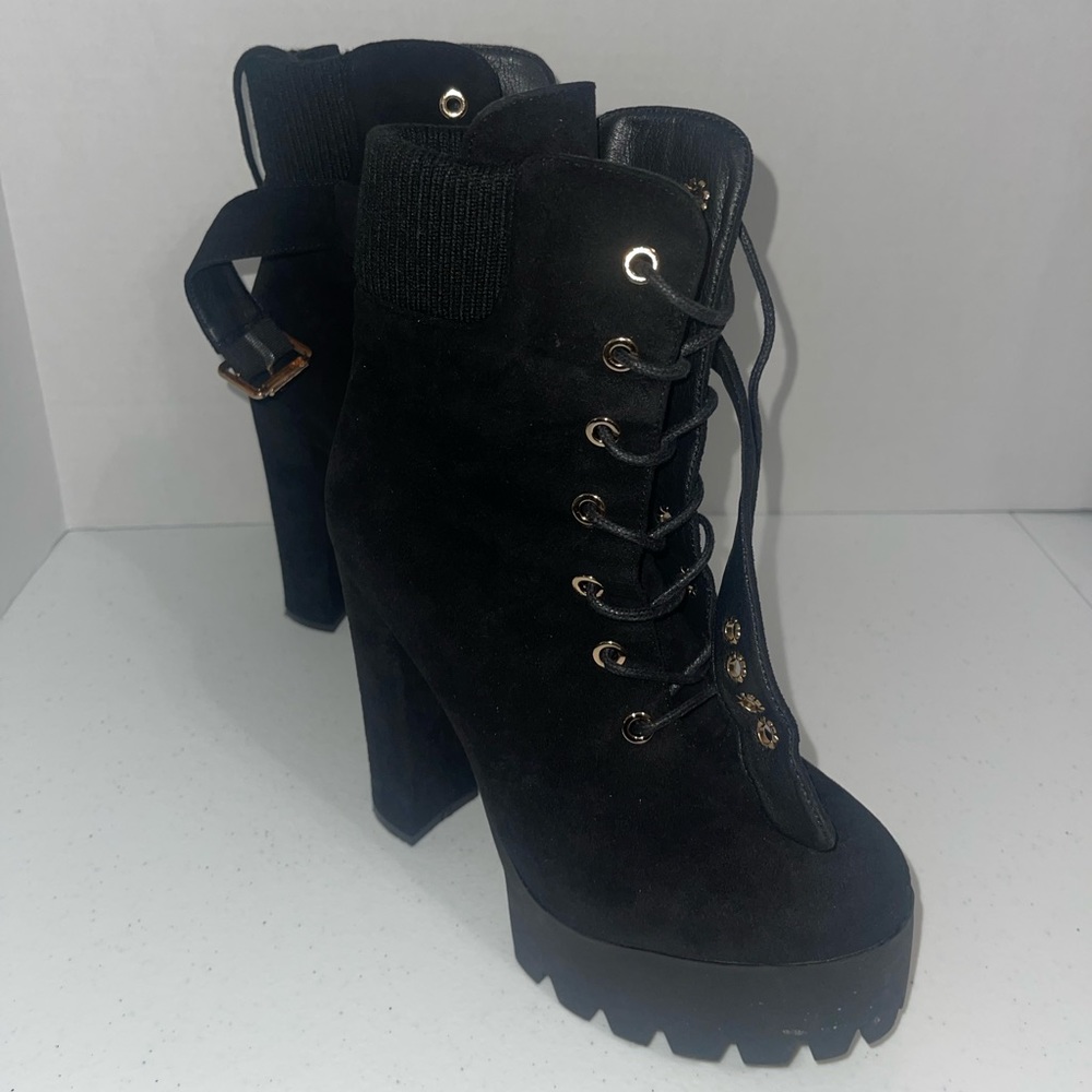 Flock Platform Booties Size 7 - image 2